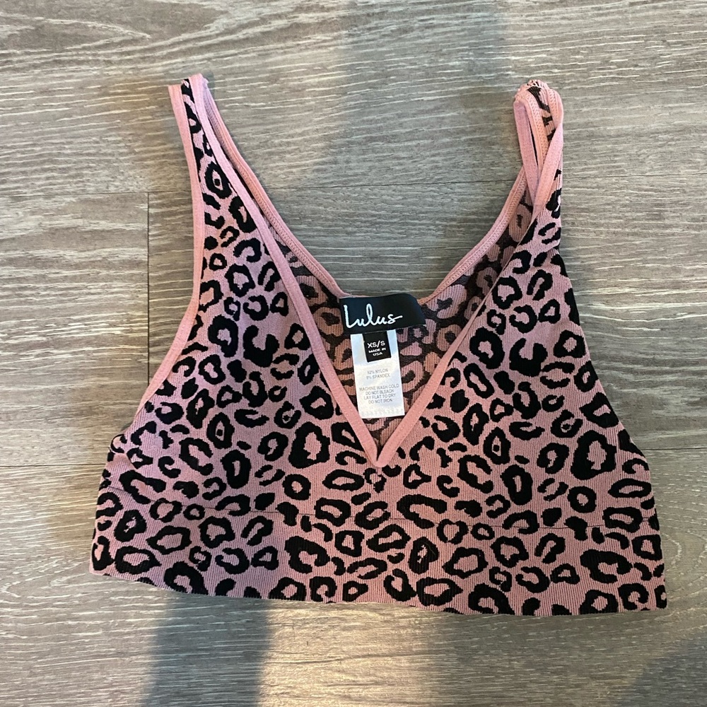 Pink cheetah sports bra